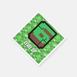 Serviette En Papier Bâtiment Pixelated Gamer Vert Level Up 6