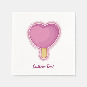 Serviette En Papier Bâton de crème glacée du coeur