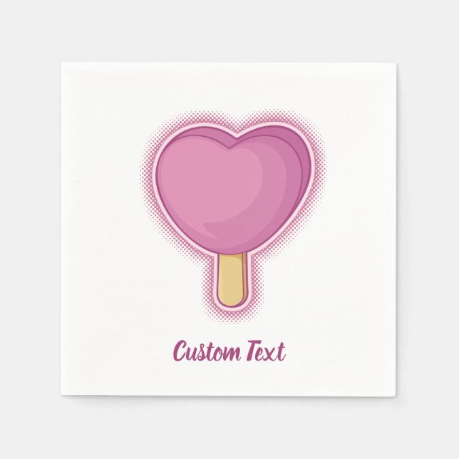 Serviette En Papier Bâton de crème glacée du coeur (Devant)