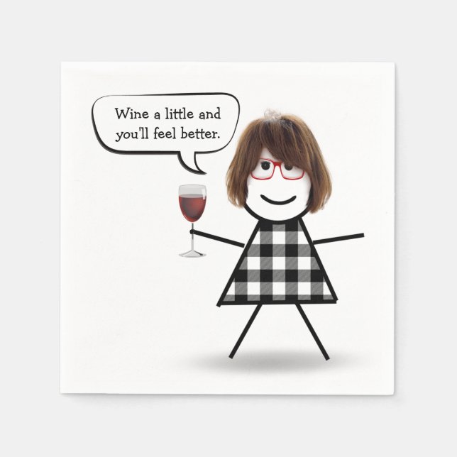 Serviette En Papier Bâton fille avec serviettes de vin rouge (Devant)