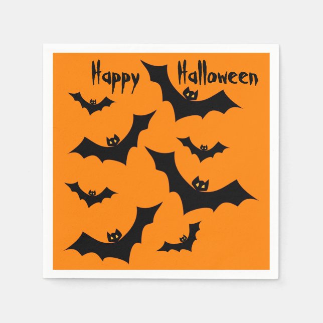 Serviette En Papier Bats Bonne fête d'Halloween (Devant)