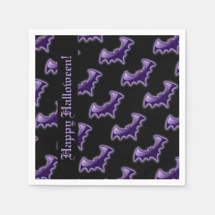 Serviette En Papier Bats de nuit noirs et violets