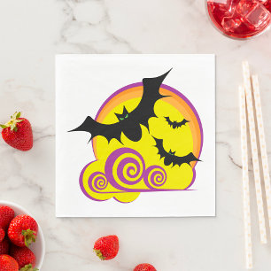 Serviette En Papier Bats volants Pleines lunes nocturnes d'Halloween