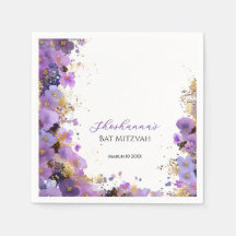 Batz Mitzvah Fleurs Violet et Or