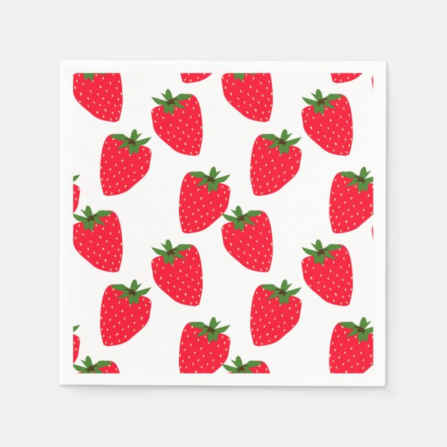 Serviette En Papier Bblister fraise, motif de fruits frais (Devant)