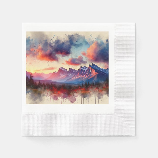 Serviette En Papier BC Rockies Sunset,  (Devant)