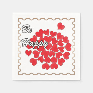 Serviette En Papier Be happy, élégant, love, red heart