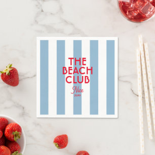Serviette En Papier Beach Club French Red Blue Cabana Stripe