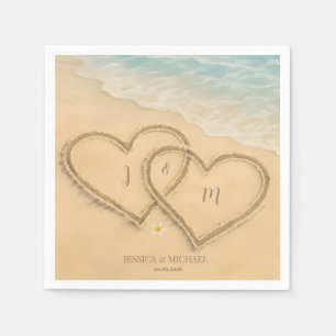 Serviette En Papier Beach Heart Mariage personnalisé Sable & Mer