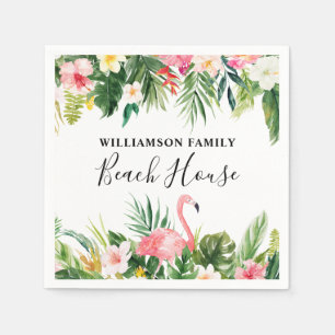 Serviette En Papier Beach House Aquarelle tropicale Floral Cocktail