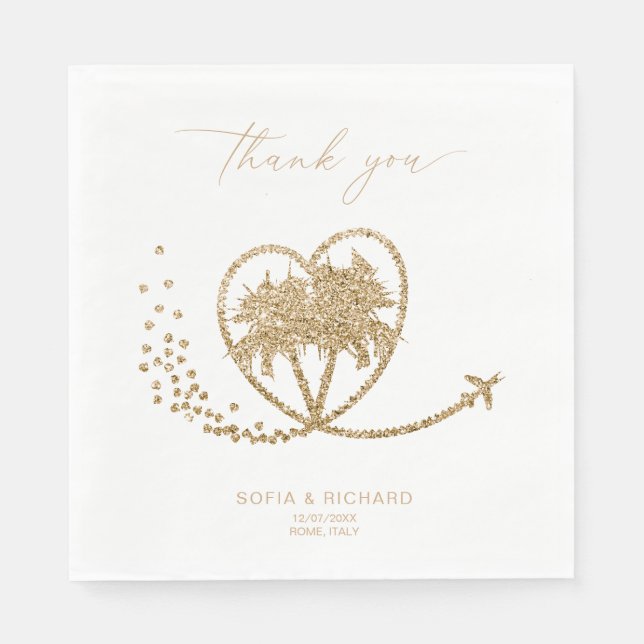 Serviette En Papier Beach Palm Mariage Destination Merci (Devant)