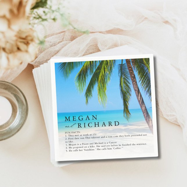 Serviette En Papier Beach Palm Tree Fun Facts Mariage Réception (Beach Palm Tree Fun Facts Wedding Reception Napkins)
