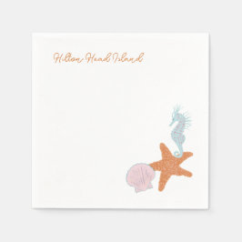 Serviette En Papier Beach Pastel Drawings Serviettes de cocktail