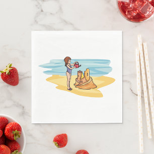 Serviette En Papier Beach Sandcastle
