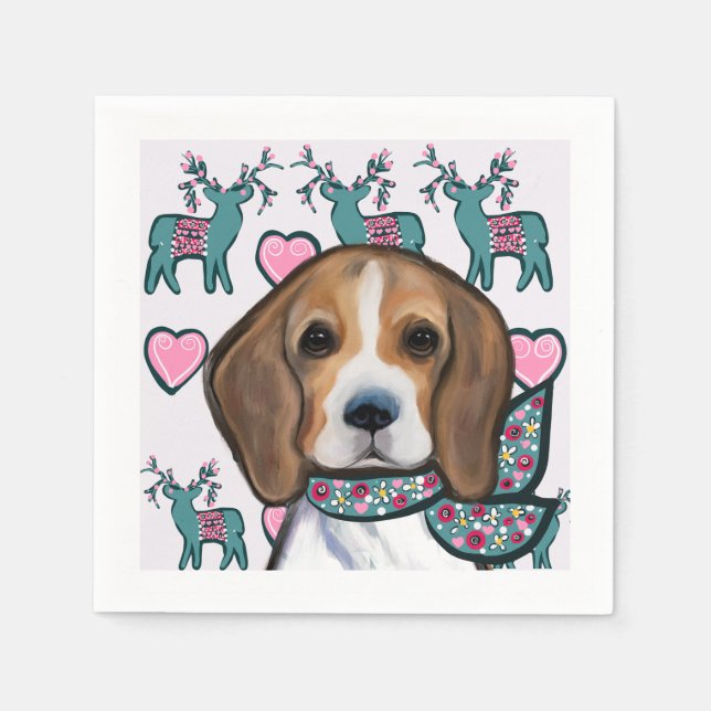 Serviette En Papier Beagle       (Devant)