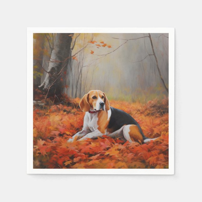 Serviette En Papier Beagle en automne Leaves automne Inspire (Devant)