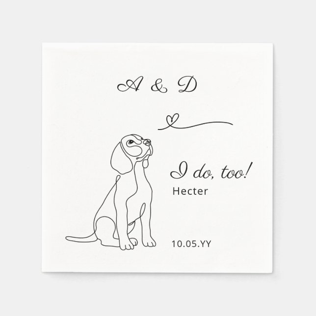 Serviette En Papier Beagle I Do Too Heart Chien Mariage Monogramme (Devant)