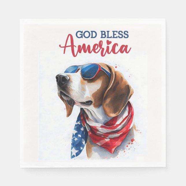 Serviette En Papier Beagle patriotique (Devant)
