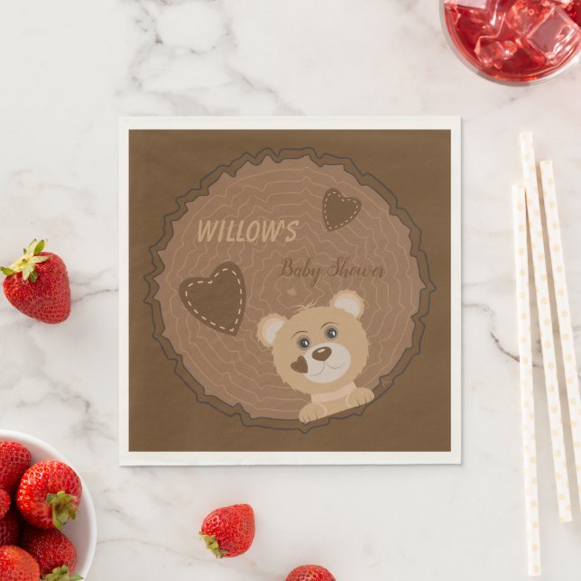 Serviette En Papier Bear Cub Woodland thème Baby shower papier Napkin (En situation)