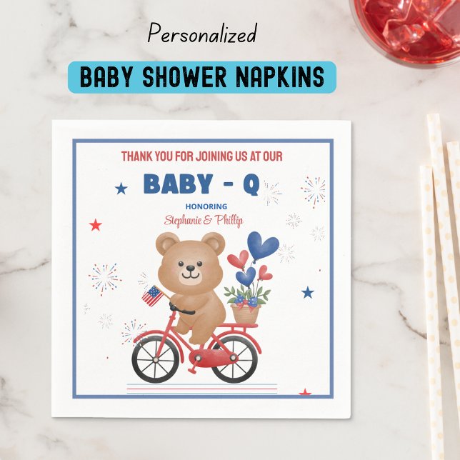 Serviette En Papier Bear on Bike 4 juillet Baby shower (Créateur téléchargé)