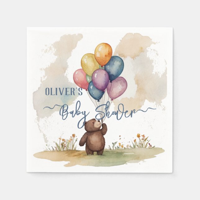 Serviette En Papier Bear Themed Gender Neutral Baby Shower (Devant)