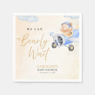 Serviette En Papier Bearly Wait Baby Shower, Ourseau Volant Aquarelle