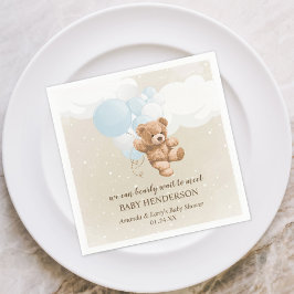 Serviette En Papier Bearly Wait Dusty Blue Teddy Bear Napkins