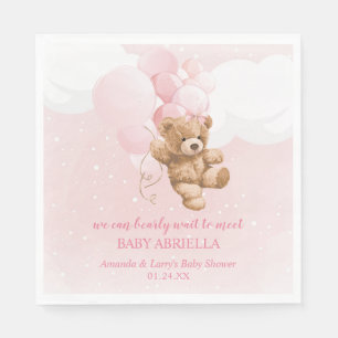 Serviette En Papier Bearly Wait Pink Teddy Bear Napkins