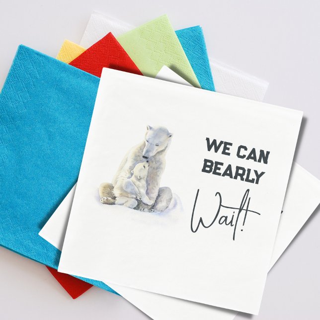 Serviette En Papier Bearly Wait Polar Ours rose Fille Baby shower (Créateur téléchargé)