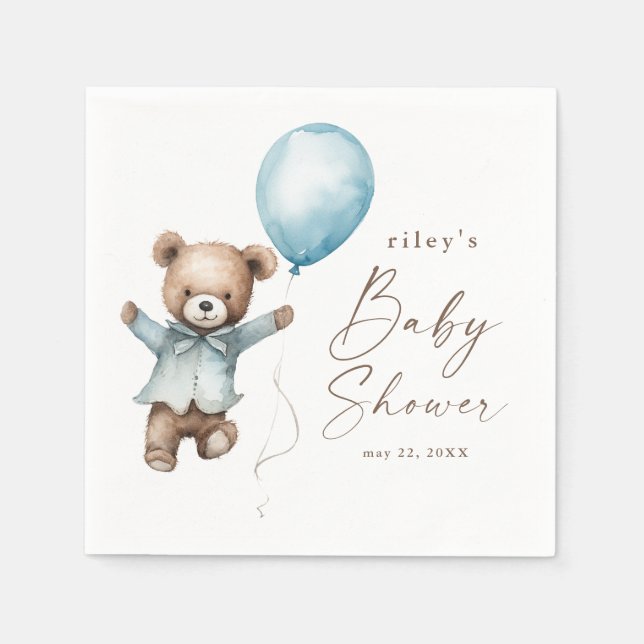 Serviette En Papier Bearly Wait Teddy Bear Boys Baby shower (Devant)