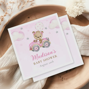 Serviette En Papier Bearly Wait Teddy Ours Rose Girl Baby shower
