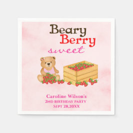 Serviette En Papier Beary Berry Sweet Strawberry Cub Girl Party