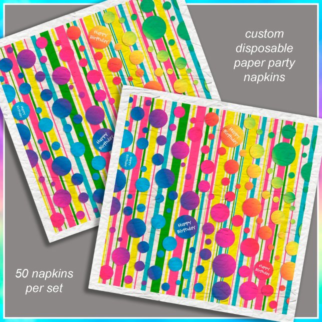 Serviette En Papier [Beatnik Bubbles] Papier à pointes Retro Polka (Customize the text for you event. )
