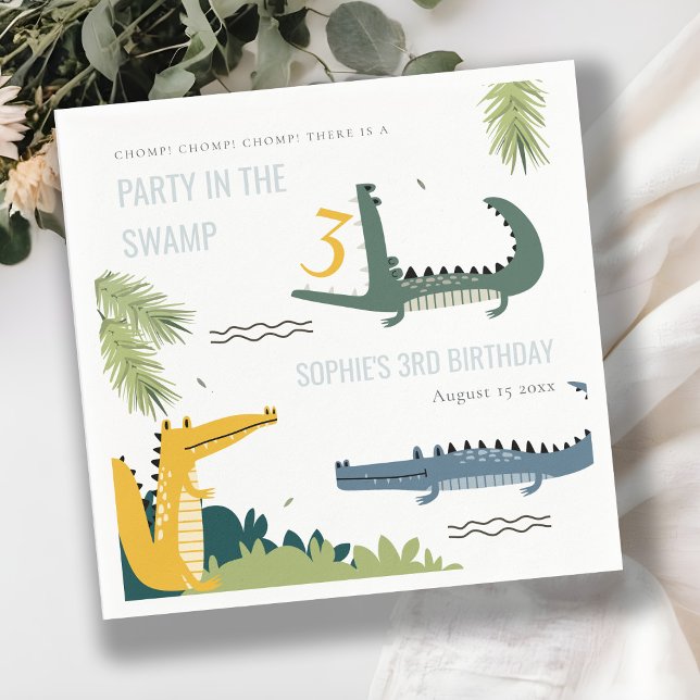 Serviette En Papier Beau Alligator Chompe N'importe quel Anniversaire  (Créateur téléchargé)