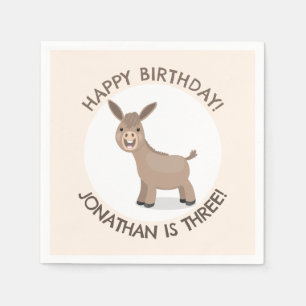 Serviette En Papier Beau âne personnalisé dessin animé anniversaire