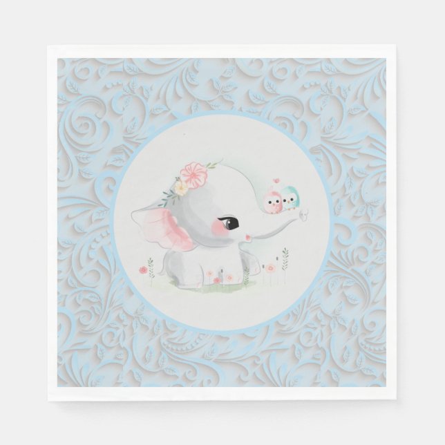 Serviette En Papier Beau bébé blanc éléphant garçon bébé (Devant)