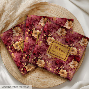 Serviette En Papier Beau Blush Bourgogne Gold Custom Tissu Set de serv