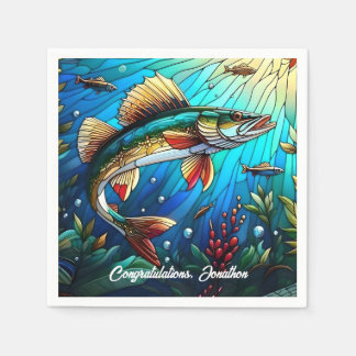 Serviette En Papier Beau brochet de walleye dans le lac