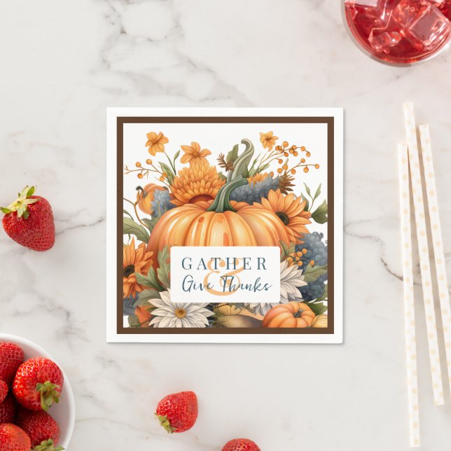 Serviette En Papier Beau Citrouille de Thanksgiving d'automne (En situation)