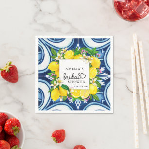 Serviette En Papier Beau Coeur Script   Citron   Fête des mariées Napk