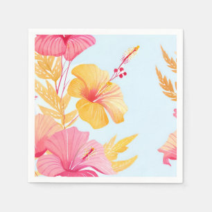 Serviette En Papier Beau Hibiscus Fleur Tropicale Aquarelle