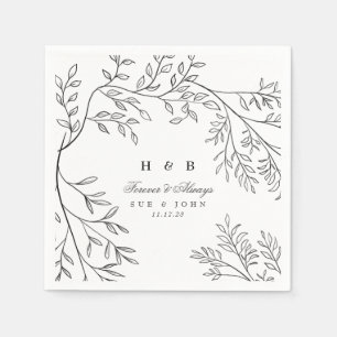 Serviette En Papier Beau Mariage floral élégant