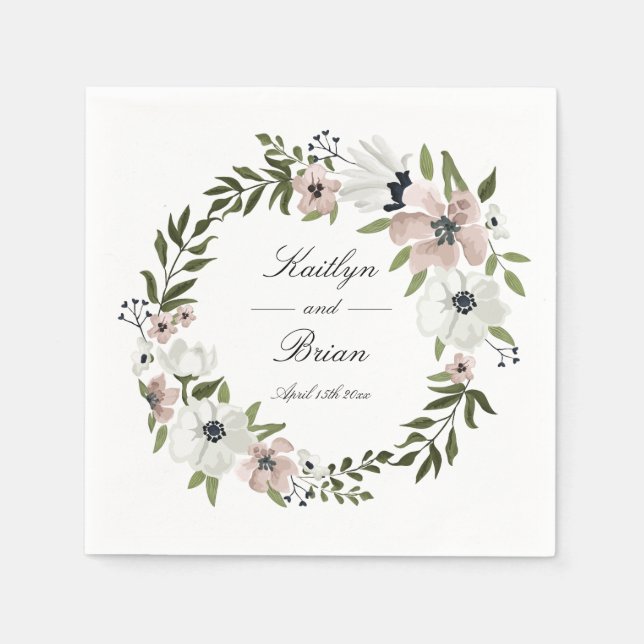 Serviette En Papier Beau Mariage Floral Napkin (Devant)
