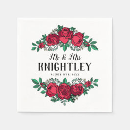Serviette En Papier Beau Mariage Floral Roses Rouges