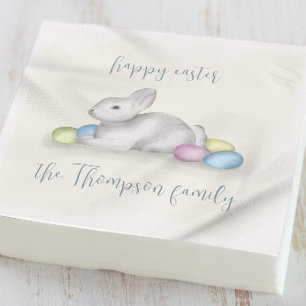 Serviette En Papier Beau Pastel Joyeux Bunny de Pâques Simple Classiqu