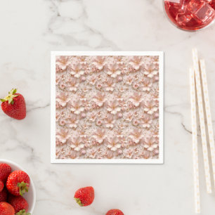 Serviette En Papier Beau Pastel Rose Doux Floral