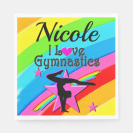 SERVIETTE EN PAPIER BEAU PERSONNALISÉ J'AIME GYMNASTICS DESIGN