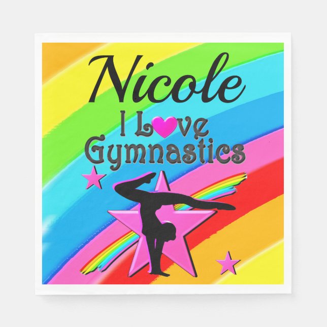SERVIETTE EN PAPIER BEAU PERSONNALISÉ J'AIME GYMNASTICS DESIGN (Devant)