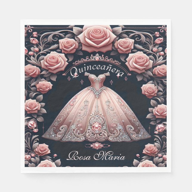 Serviette En Papier Beau Rose espagnol Quinceañera (Devant)