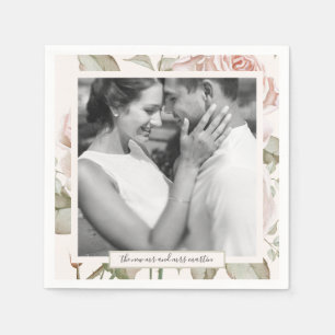 Serviette En Papier Beau Soft Peach Roses avec Mariage photo